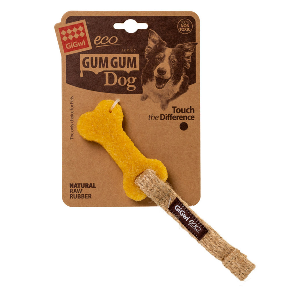 Игрушка для собак Маленькая кость GiGwi Gum Gum, экорезина, джут, 9 см Киев - изображение 2