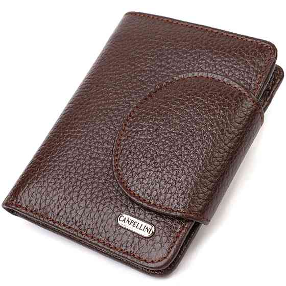 Практичне жіноче портмоне середнього розміру з натуральної шкіри CANPELLINI 21808 Коричневе Київ