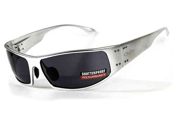 Окуляри захисні Global Vision Bad-Ass-2 Silver (gray), сірі в сріблястій металевій оправі Запоріжжя