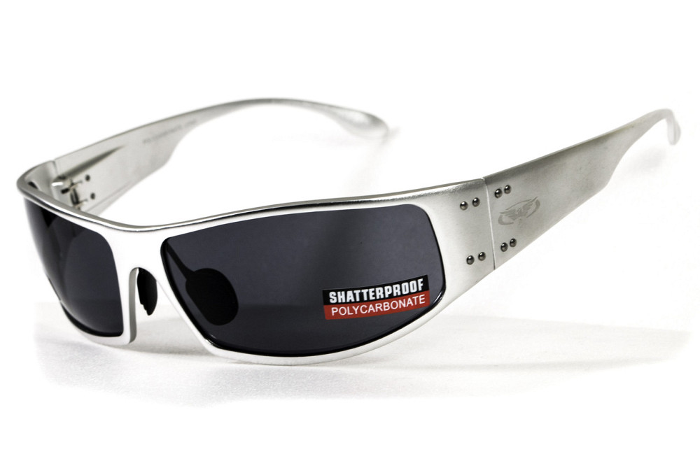 Окуляри захисні Global Vision Bad-Ass-2 Silver (gray), сірі в сріблястій металевій оправі Запоріжжя - фото 1