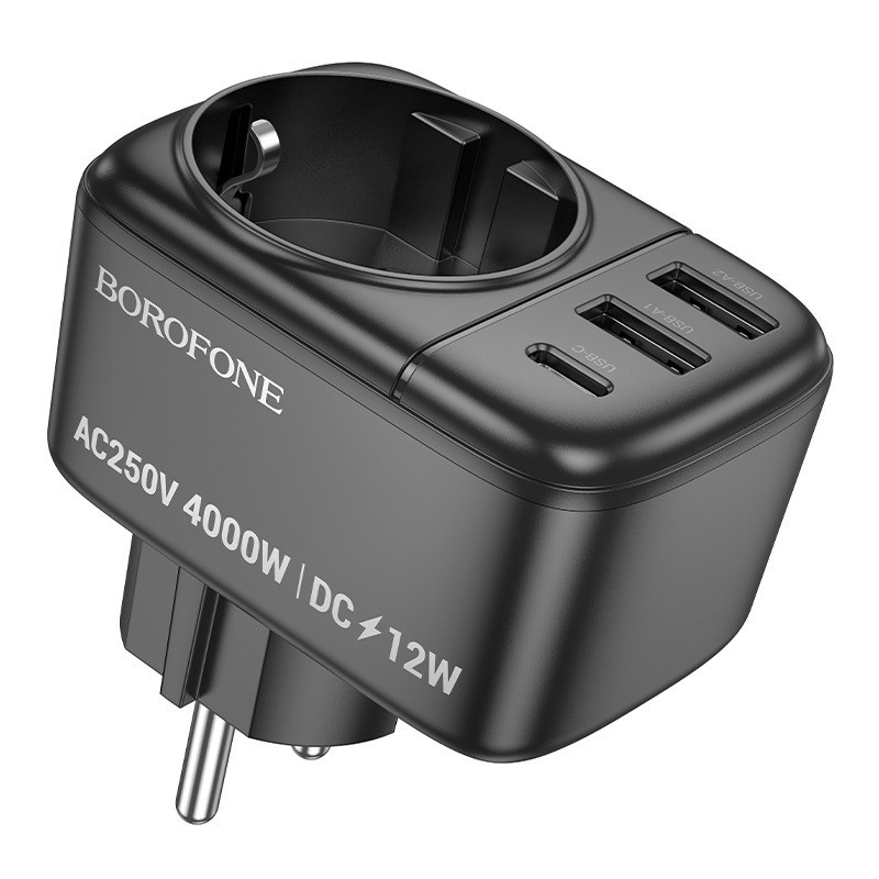 Сетевой фильтр BOROFONE BAC14 Wide 1-socket wall outlet (1C2A) (EU/GER) Black Одесса - изображение 7