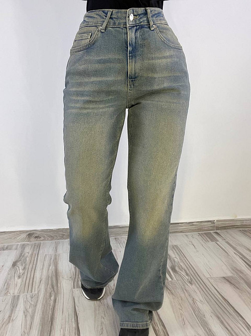 Джинси жіночі Zeo Basic 4679 кльош від коліна висока посадка стрейчеві вінтажні блакитні, блакитний, 34, 34, 74 см, 103 см Київ - фото 19