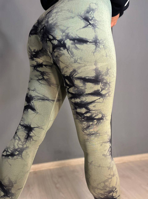 Лосины женские LADY HUREM 18160 мраморные пуш-ап широкий пояс утягивающие хаки, хаки, S-M Киев - изображение 4