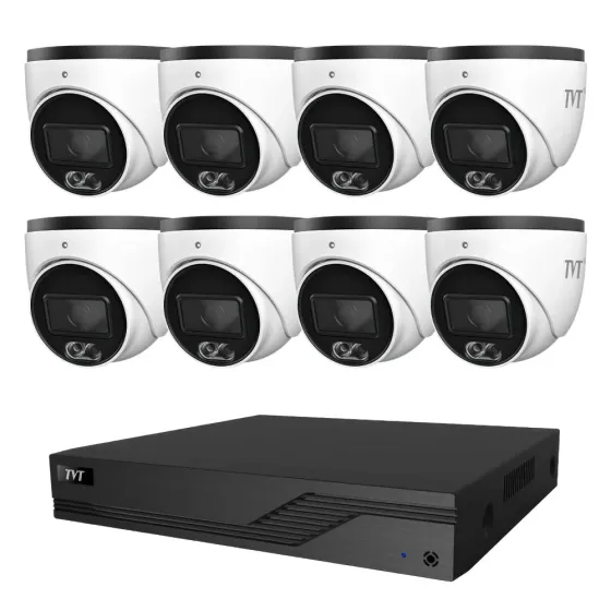 Комплект IP-відеонагляду на 8 камер TVT IP-Video Kit 8x4Mp (T) PoE: 8 купольних 4Mp відеокамер + 8-канальний 8Mp відеореєстратор Киев