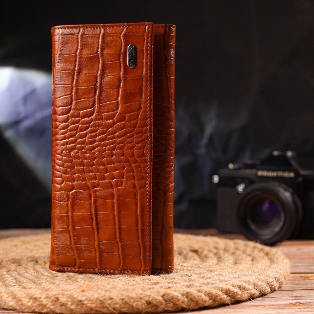 Жіночий шкіряний гаманець для карток купюр та монет CANPELLINI 21528 Рудий Київ - фото 18