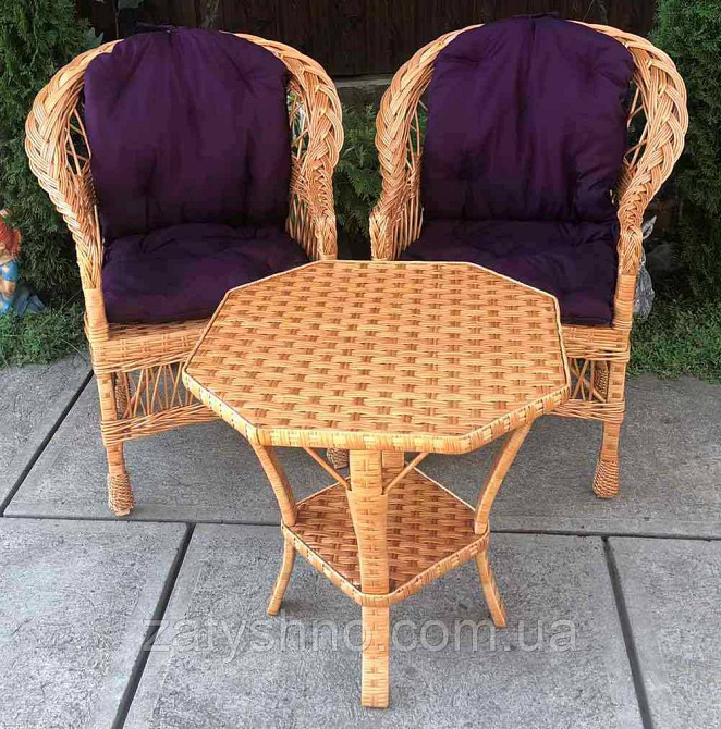 Плетені меблі на подарунок |  Меблі з лози плетені | меблі плетені з 8-ми вугільним столом Київ - фото 3