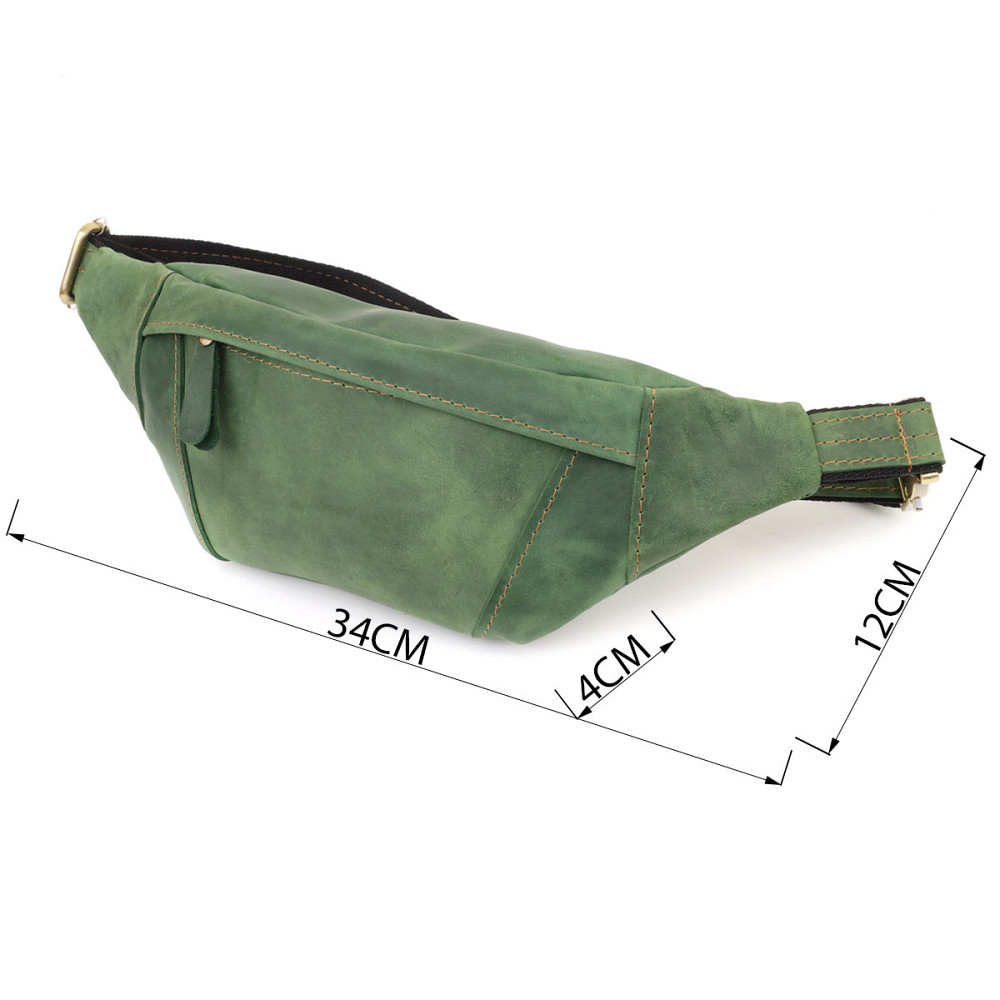 Модная сумка-бананка для мужчин из натуральной винтажной кожи Зеленый (SHVIGEL) Киев - изображение 7