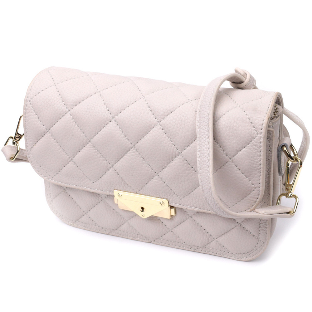 Витончена сумка жіноча з оригінальною клямкою з натуральної шкіри Vintage 22672 Біла Київ - фото 1