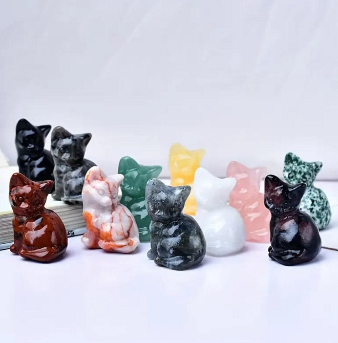 Фігурка кота з натурального лабрадориту 40мм, Декоративна фігурка з натурального лабродариту. Київ - фото 3