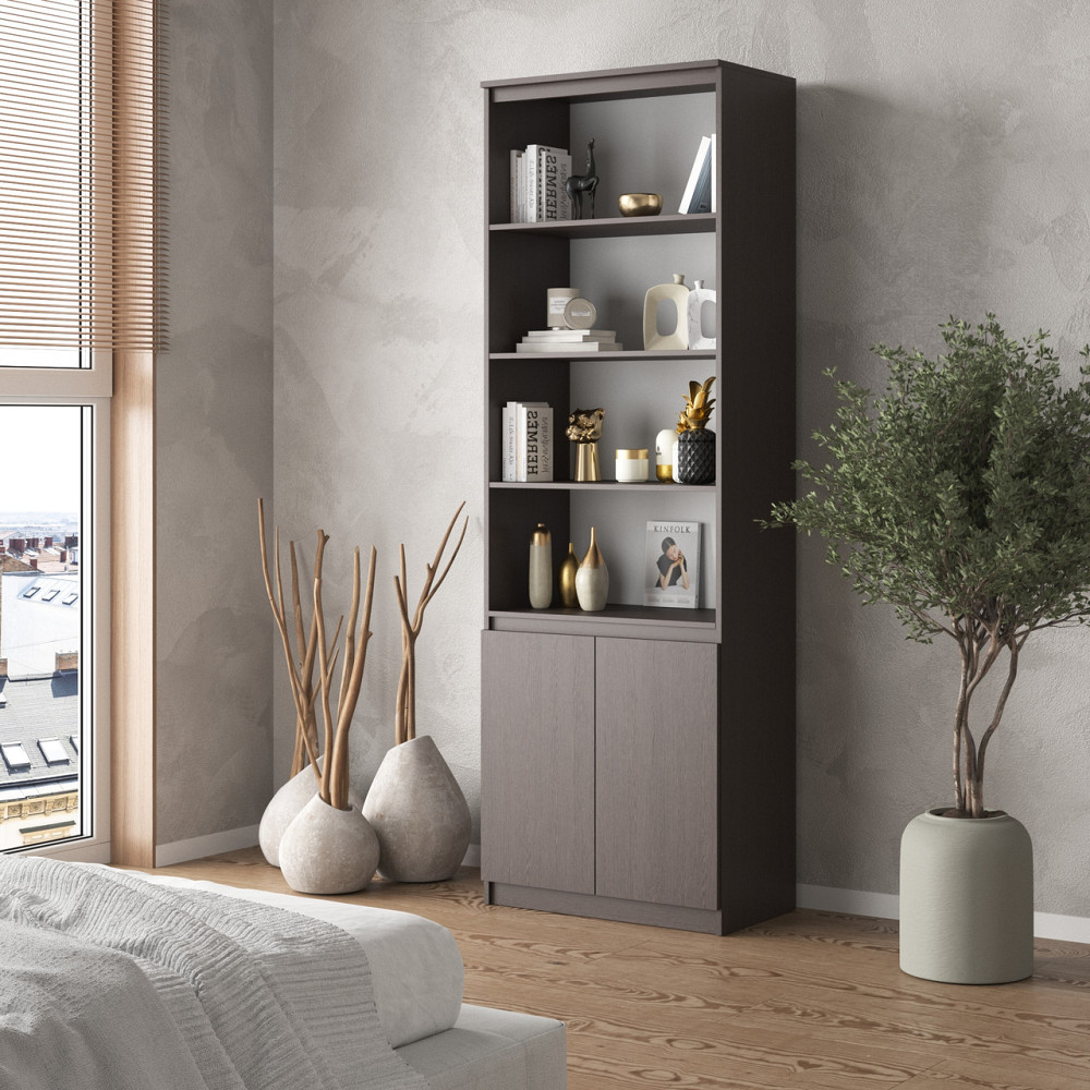 Шкаф для книг VAYS, пенал с полками R-29 Венге Темный Львов - изображение 1