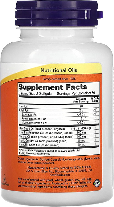 Омега 3-6-9 NOW Foods Omega 3-6-9 1000 mg 100 softgels Луцьк - фото 2