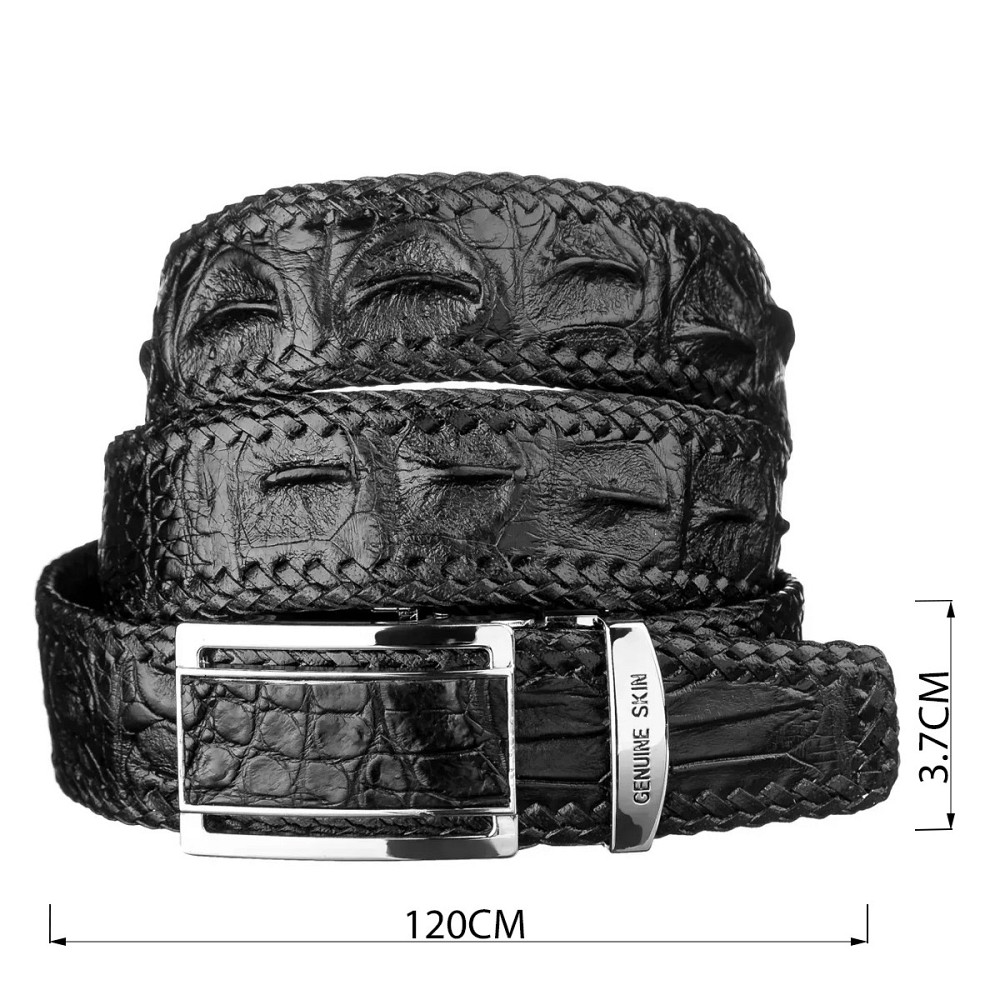 Ремінь-автомат CROCODILE LEATHER 18010 з натуральної шкіри крокодила Чорний Київ - фото 8