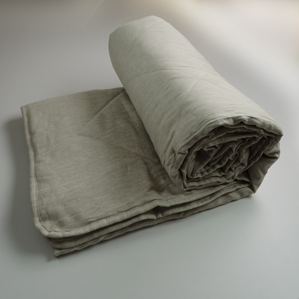Одеяло конопляное летнее покрытие Лен YouStar полуторное 140х210 см (Светло-серый) Сумы - изображение 6