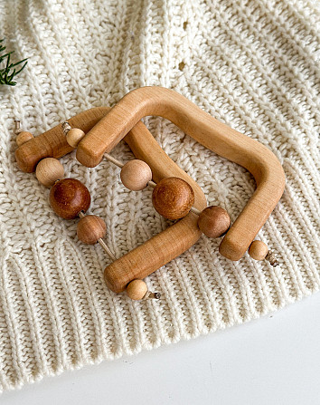 Дерев'яне дитяче брязкальце Дуга з намистами WooolyWool Київ - фото 6