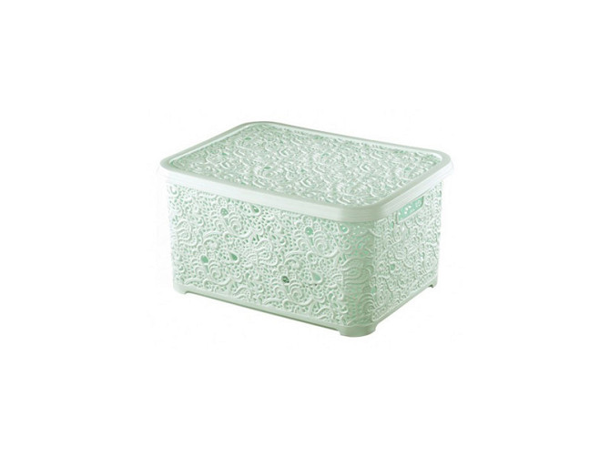 Корзина с крышкой ажурная, Efe plastics 6 л, бирюзовая Одесса - изображение 1