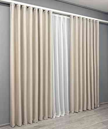 Комплект штор VR-Textil Блекаут двосторонній Scandi № 1904ш Бежевий 100х270 см 2 шт (31-998) Київ