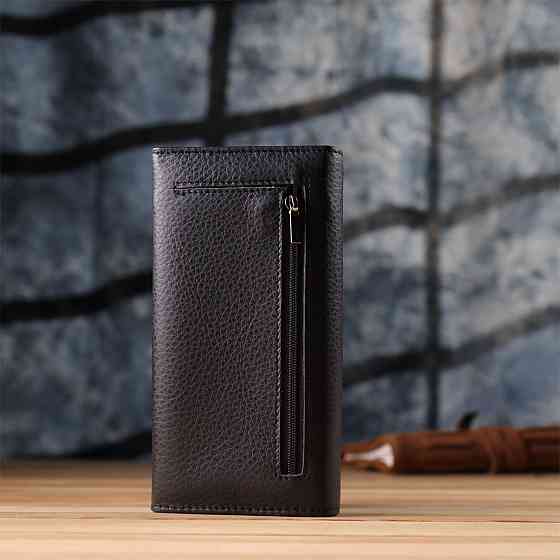 Жіночий вертикальний гаманець із натуральної шкіри ST Leather 23084 Чорний Київ