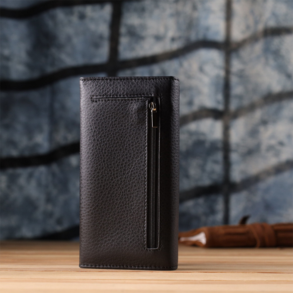 Женский вертикальный кошелек из натуральной кожи ST Leather 23084 Черный Киев - изображение 2