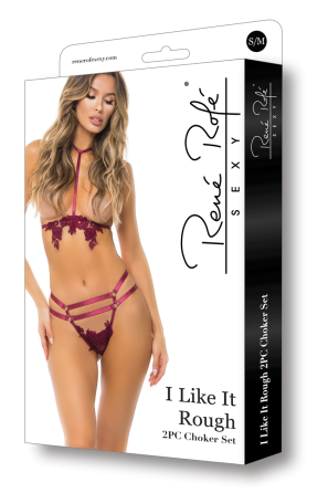 Комплект белья I LIKE IT ROUGH 2PC CHOKER SET BURGUNDY, S/M Sex Aura Киев
