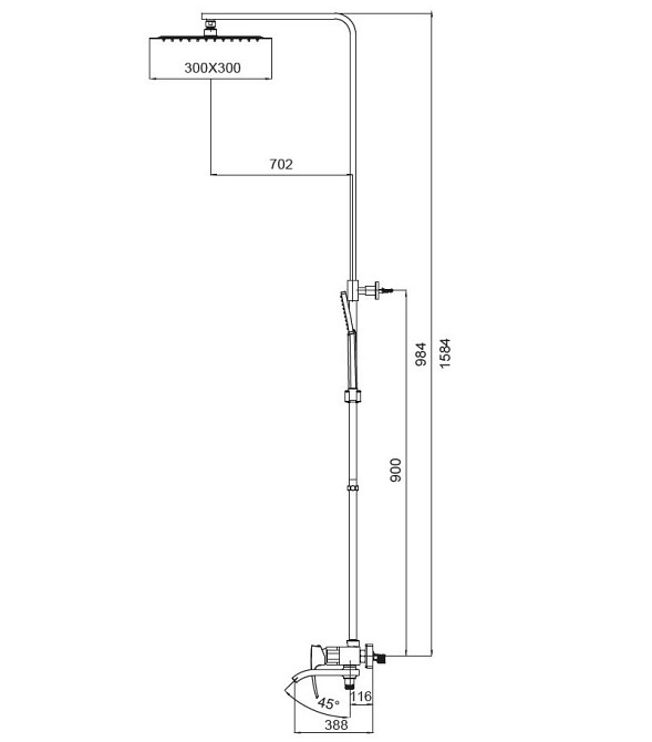 Душевая колонна с смесителем Koer KB-56007-05 черного цвета (KR3461) - стиль и качество Харьков - изображение 2