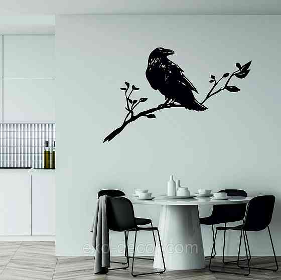 Декоративное настенное Панно «Ворон на ветке», Декор на стену 70*44 см Киев