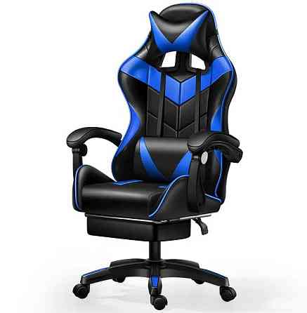 Кресло геймерское компьютерное игровое Bonro B-810 с подставкой для ног офисное для компьютера Синий Киев