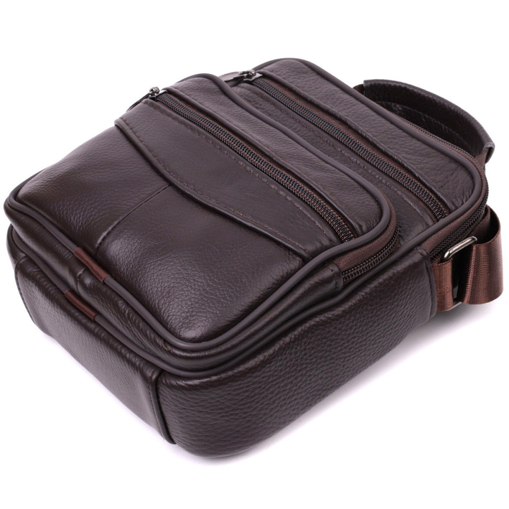 Небольшая сумка на плечо из натуральной кожи Vintage sale_15055 Коричневый Киев - изображение 3