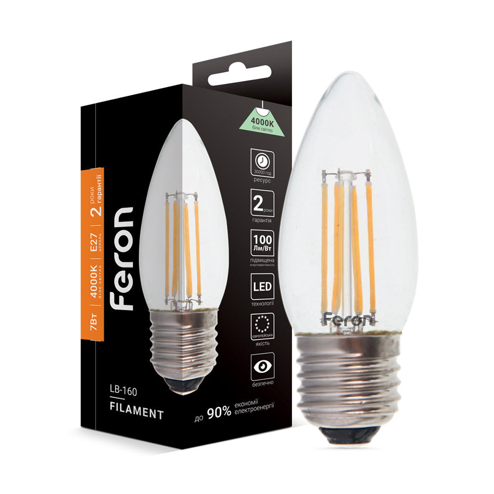 Світлодіодна лампа Feron Filament LB-160 7Вт E27 4000K Харків - фото 1