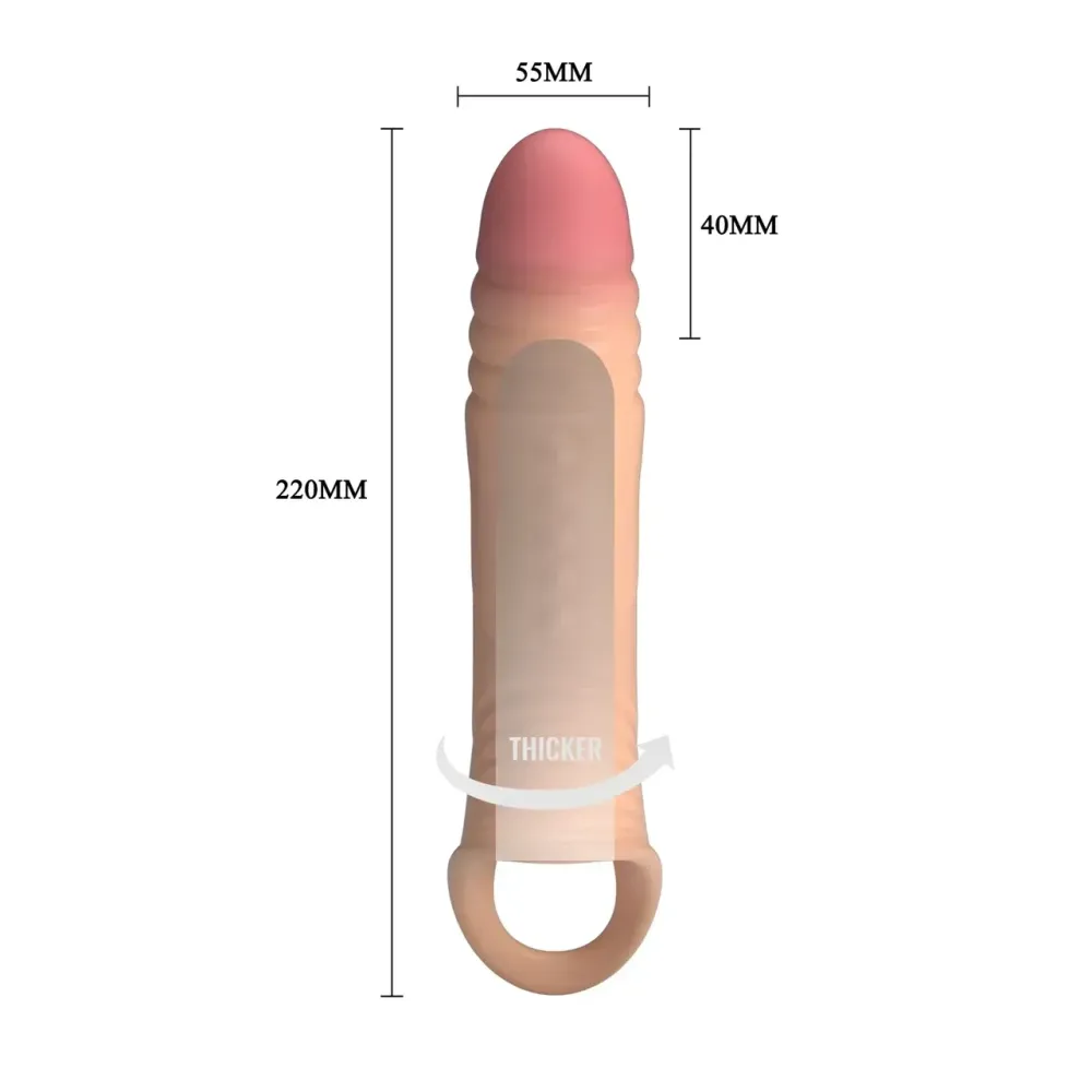 Подовжуюча насадка з вібростимуляцією ( на 4 см ) Pretty Love - Penis Sleeve, BI-026241Z Sex Aura Київ - фото 8