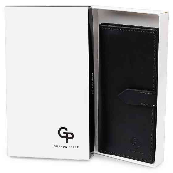 Стильне матове чоловіче портмоне GRANDE PELLE 11560 Чорний Київ
