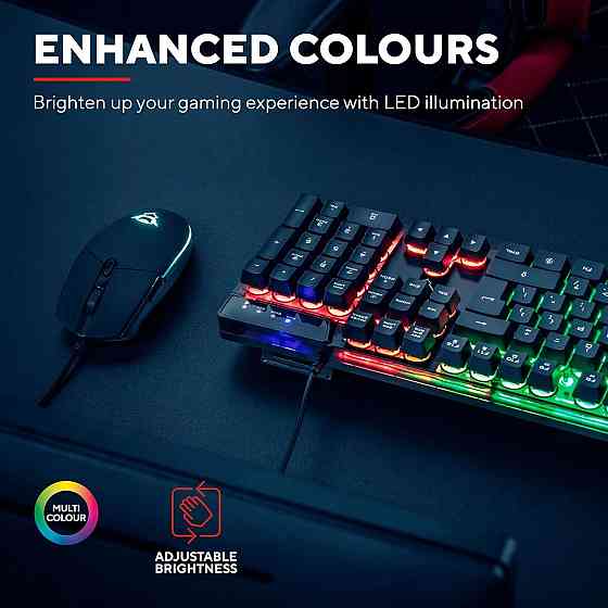 Ігрова клавіатура і миша Trust GXT 838 Azor, QWERTY UK, LED, 8 Anti-Ghosting, 3000 DPI, ПК PS4 Xbox  Київ