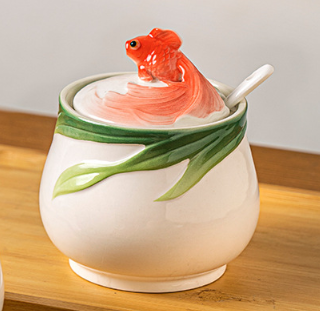 Емкость для сыпучих продуктов Lefard 180 мл Золотая рыбка Костяной фарфор Кременчуг - изображение 1