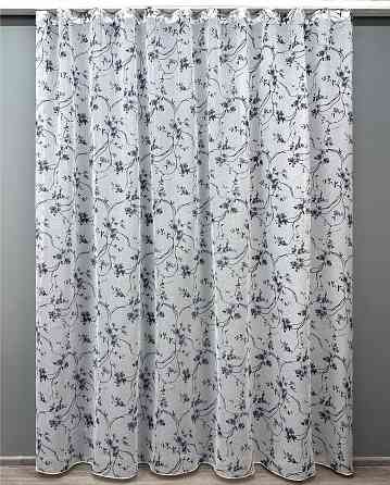 Тюль VR-Textil 1325т Flora Батист Білий с сине-черным принтом 300х265 см (42-1324) Киев