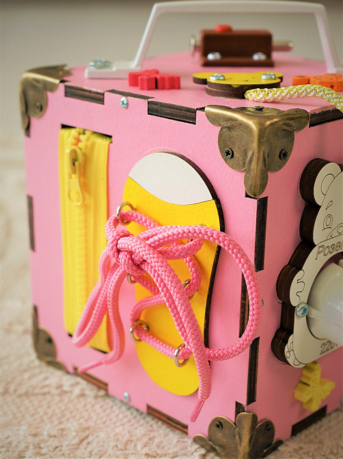 Маленький Бізікуб 15*15*15 Рожевий дитячий розвивальний куб міні Бізикуб для дівчинки Бізіборд Тернопіль - фото 7