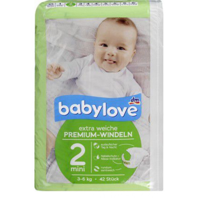 ПОДГУЗНИКИ ПРЕМИУМ ЭКСТРА МЯГКИЕ BABY LOVE 2, МИНИ 3-6KG, 42 ST (ГЕРМАНИЯ) Львов - изображение 1
