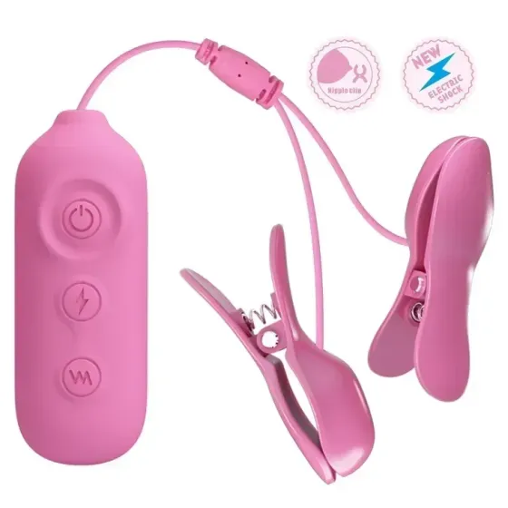Віброзатискачі для сосків Pretty Love Nipple Clip з електростимуляцією, рожеві Sex Aura Київ