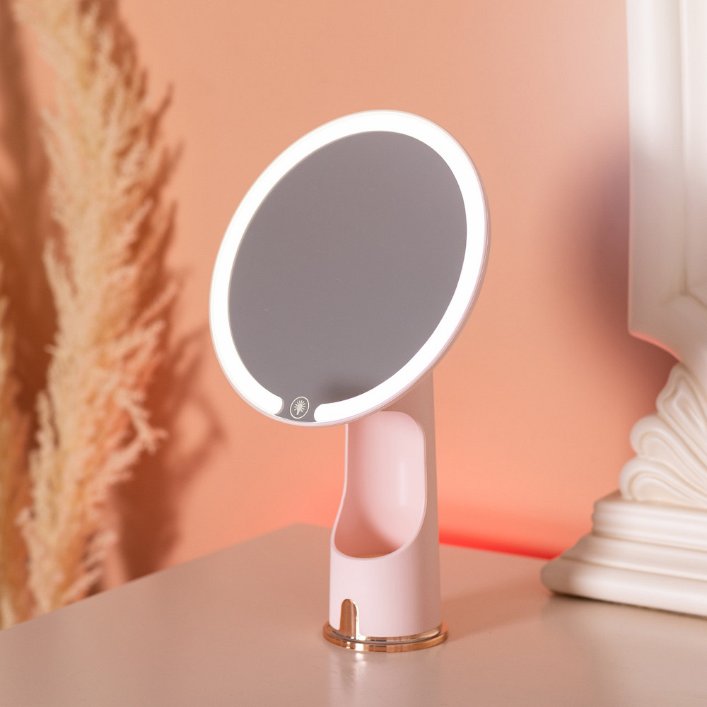 Yiwu Дзеркало косметичне 18,5х10х29 см з підсвічуванням Рожеве HP-10-1AP Коломыя - изображение 8