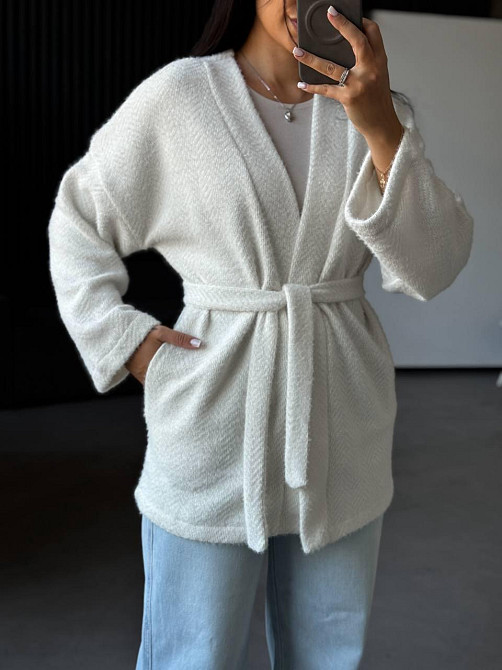 Жіночий теплий модний кардиган альпака Білий, 46/48 Одеса - фото 1