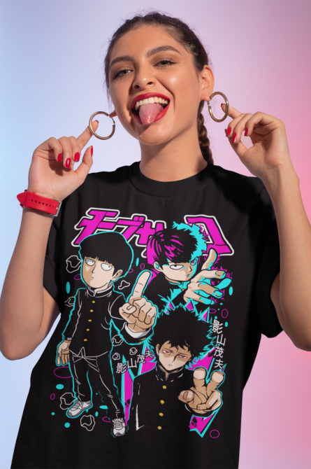 Футболка для мальчика аниме Моб Псйкхо Манга Стрип оверсайз (рост от 165 до 180 ) Черний AnimeJ0742m Днепр - изображение 2
