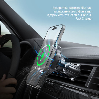 Універсальний автотримач ColorWay MagSafe 360° Air Vent 15W Black (CW-CHMW041Q-BK) Вінниця - фото 6