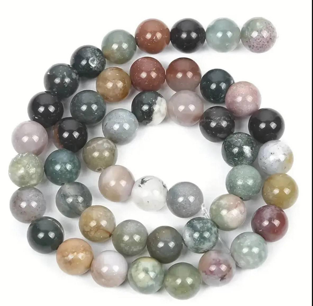 Бусины из натурального индийского агата 8 мм — мраморные разноцветные камни, 44–46 шт Киев - изображение 1