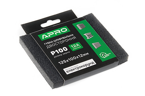 Губка шліфувальна двостороння Р100 125х100х12 мм APRO Рівне - фото 1