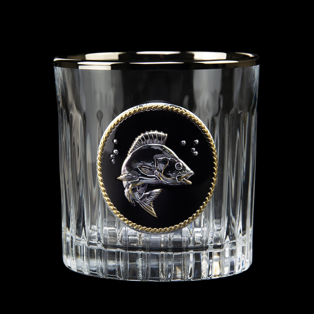 Набор для виски «GOLDFISH» 6 бокалов 360 мл, хрусталь с платиной, изображение из серебра с позолотой,темная эмаль Рівне - фото 2