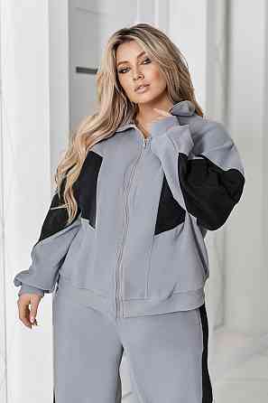 Спортивний флісовий костюм "Connect" | Норма та батал Сірий + чорний, 50-52 Київ