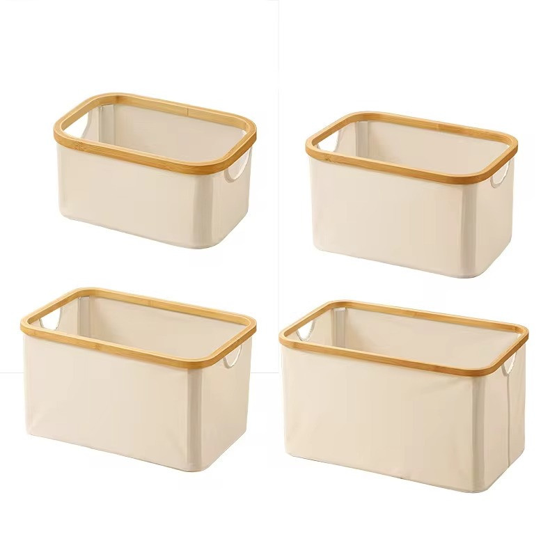 Комплект кошиків для білизни, складні, бамбукові, з ручками, бежеві, тканинні Кам'янець-Подільський - фото 1