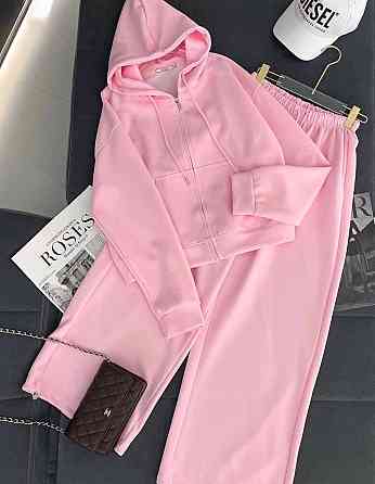 Женский стильный повседневный костюм двойка турецкая двухнить Розовый, 42/44 Одесса