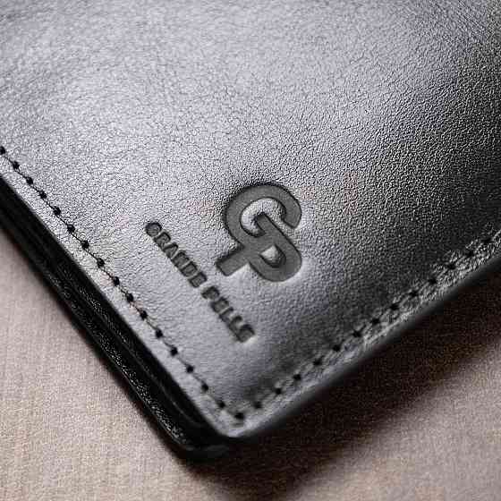 Шкіряна обкладинка для документів GRANDE PELLE 11401 Чорний Київ