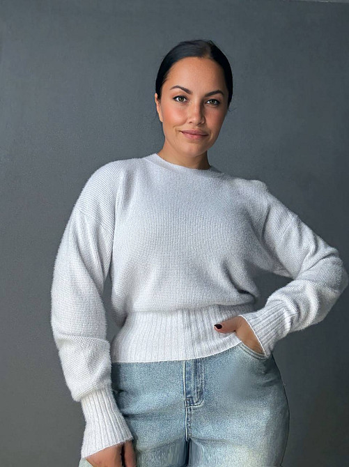 Свитер женский Fancy Matinee 7571 вафельный из ангоры оверсайз, светло-серый, one size Киев - изображение 11