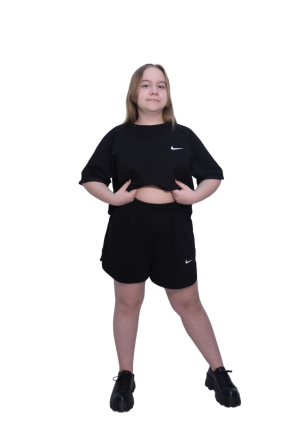 Женский летний спортивный костюм футболка с шортами Черный XL-XXL Харьков