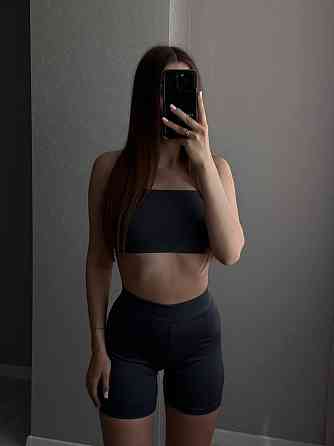 Женский стильный спортивный комплект двойка из эластичной ткани микродайвинг Графит Одесса